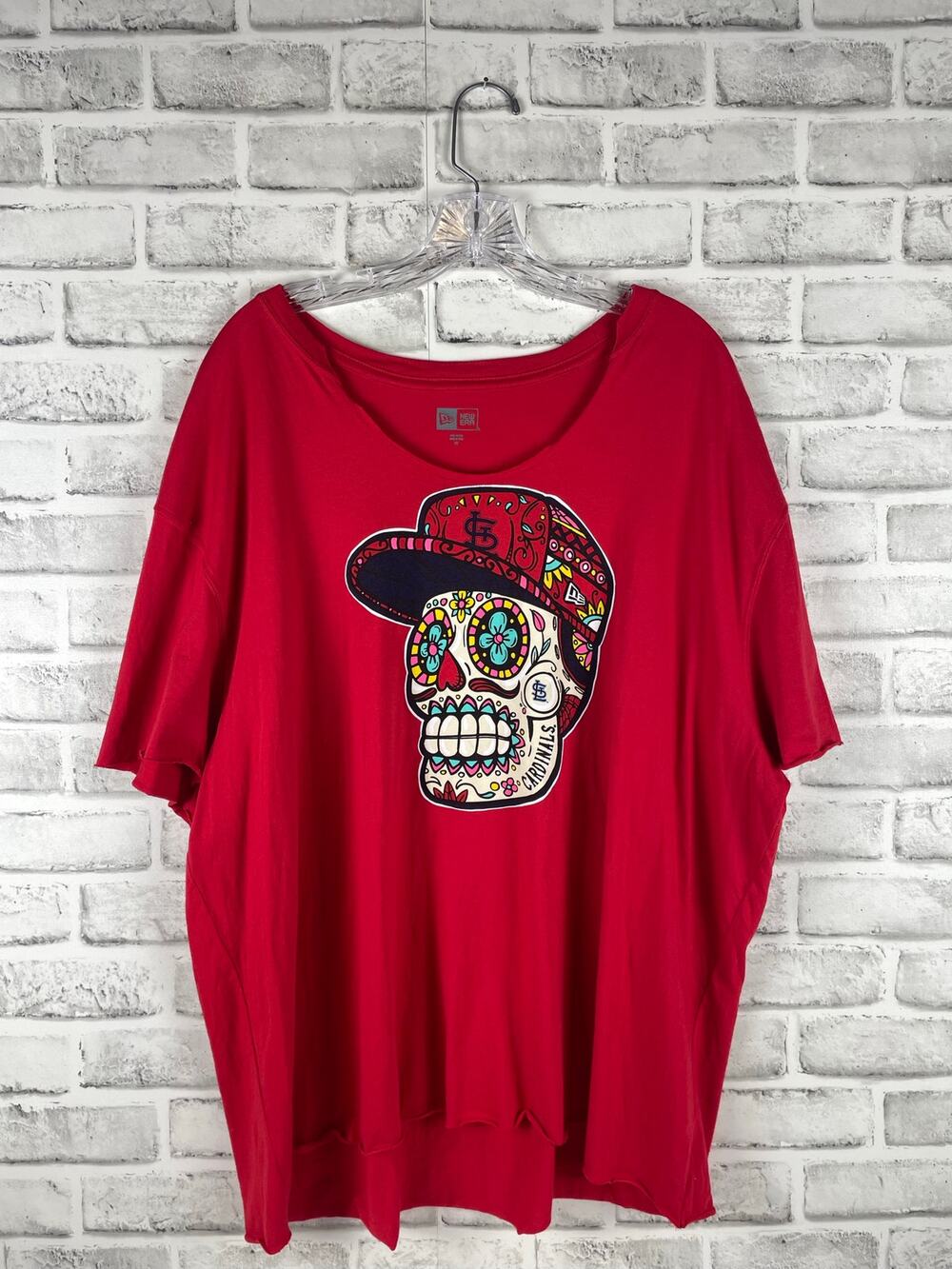 New Era St Louis Cardinals Shirt Womens 2X Red Sugar Skull Graphic Tee MLB